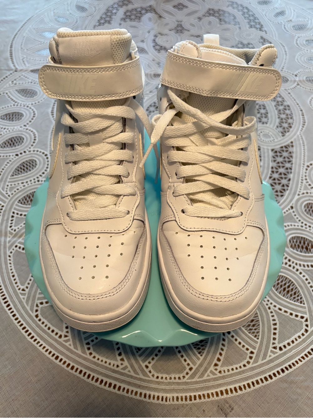 Nike White High-Top Sneakers with Strap